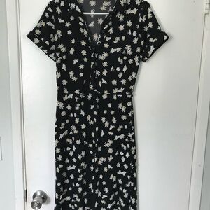 Cynthia Rowley Black and White Wrap Midi Dress
